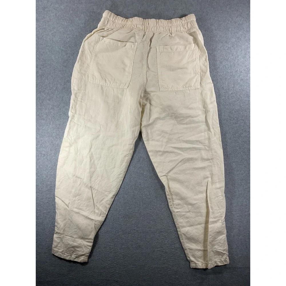 Zara Womens Cream Beige Elastic Waist Drawstring Jogger Pants Size M 1276